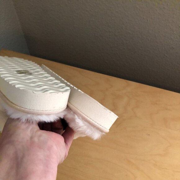 Amba Faux Sherpa Lining White & Gray Knit Slippers 5059283372583 - NEW - Picture 12 of 12